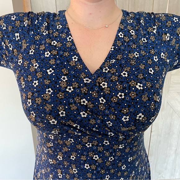 🎉HP🎉 Tommy Hilfiger A-Line Midi Dress Blue with White Blossom Floral - size 16 - Picture 7 of 7